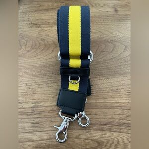 MZ Wallace Dawn/Yellow Cotton webbing leather trim adjustable crossbody strap